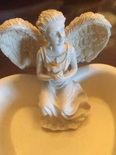 Angel Dish - Christmas Pottery Heart Shape with Angel