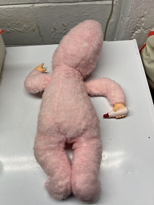 Rushton Style Pink Bunny Plastic Face Baby Plush Vintage Cute! | eBay