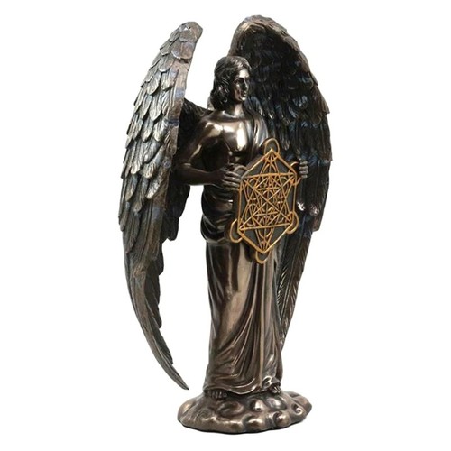 Statua geometrica angelo metatron ebraismo talmudico che tiene fiore sacro della vita - Foto 6 di 9