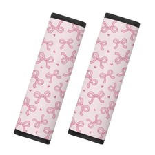 2 Pcs Seat Belt Cover for Kids, Pink Bow Car Seat Strap Pads for Children, So...