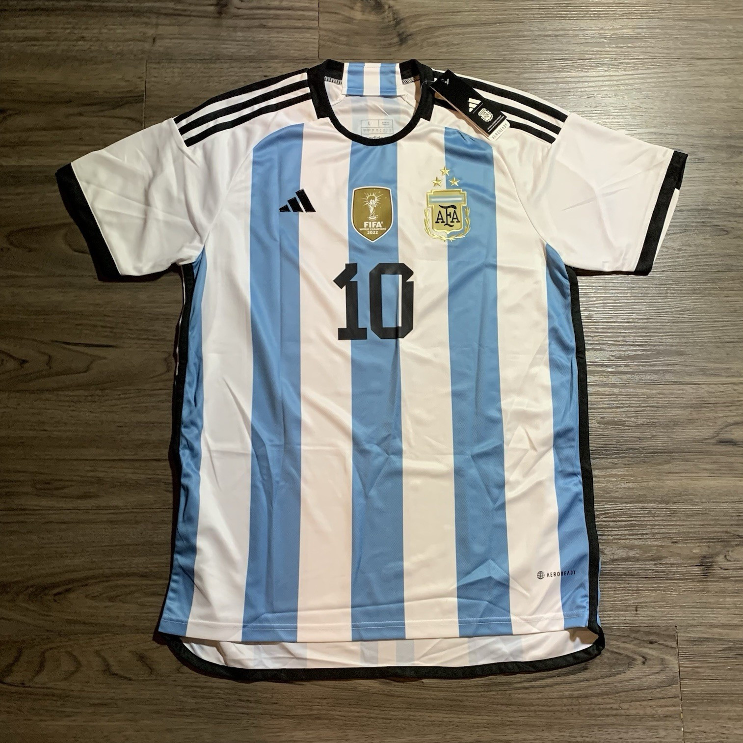 adidas Argentina Lionel Messi #10 Men’s L Soccer Jersey World Cup 2022