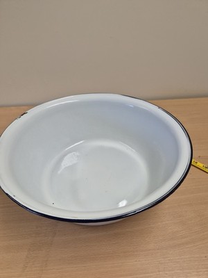 Vintage Emaille Rührschüssel blau weiß Retro Mid Century Modern Waschbecken Schale 