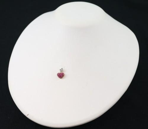 Auth KASAHARA MASUMI Pendant Ruby 0.60ct Diamond Heart Paved 18K YG/WG - Picture 5 of 5
