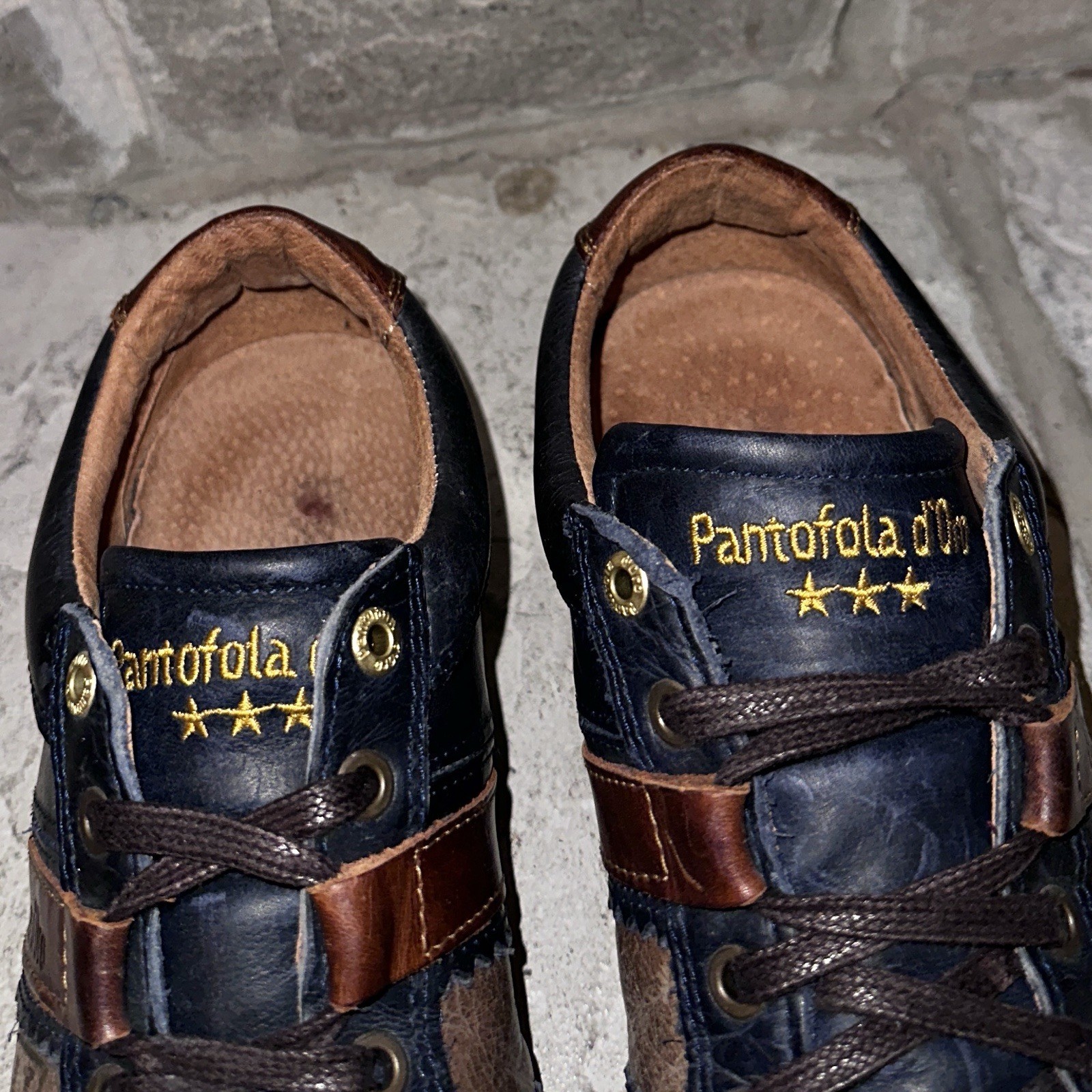PANTOFOLA D’ORO Pantofola d'Oro Italia Blu Pelle Scarpe da Guida Sneakers 43 EU 10 US Uomo