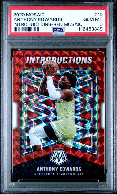 2020-21 Panini Mosaic Introductions Red Prizm Anthony Edwards #10 RC PSA 10 POP7
