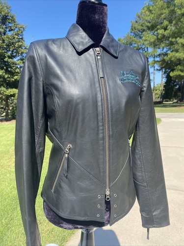 Chaqueta de cuero para mujer Harley-Davidson ARABELLE mediana 97173-07VW Turquoise Eagle - Imagen 2 de 10