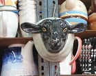 Black Face Sheep Head Figurine Hang Vase Wall Mounted Ceramic Flower Home Décor