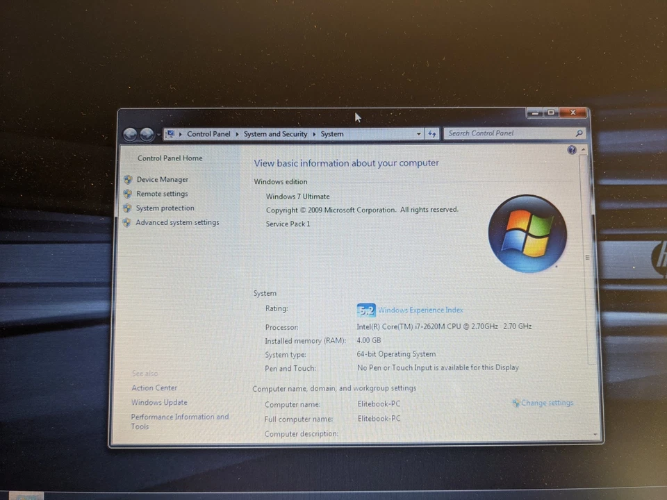 HP EliteBook 8460p 14" - i7-2620M, 4GB Ram, 320GB HD, Windows 7 Ultimate Foto 3 de 4