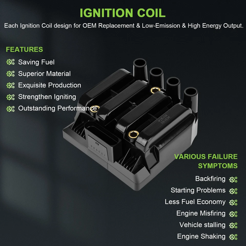 For 07 08 09 Volkswagen Jetta City 2.0L L4 Ignition Coil & Spark Plug UF484 - Image 4 of 4