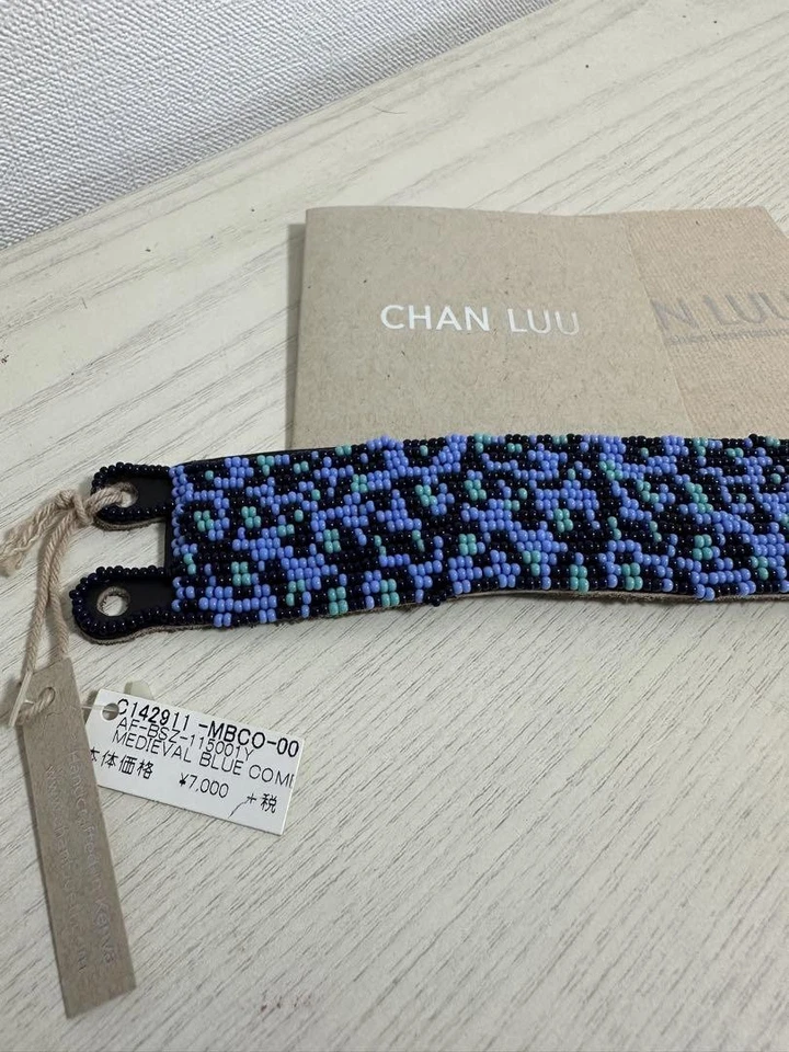 Pulseira de couro CHAN LUU miçangas não usada azul/preto/verde 15cm/13cm - Imagem 3 de 4