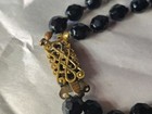 Vintage Black Faceted Glass Beaded Necklace with double strand ,gold -tone clasp — photo 4