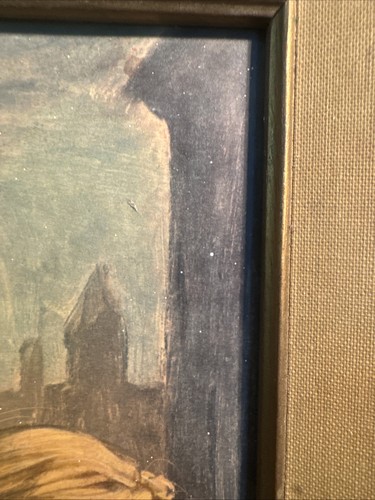 VTG 1962 Keane Painting Framed Art Illinois Moulding Co. Reject Framed 11 X 5” - Picture 3 of 20