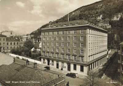 Bergen Grand Hotel Terminus Norway Vintage RPPC Postcard Carl Normann
