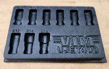 New VIM Tools Tray For UJet400 - 9 Pc 1/4" Dr Universal Joint E-Torx Skt Set