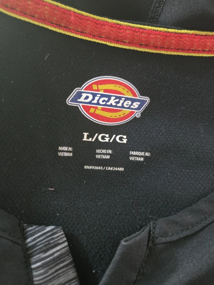 Dickies Women's Scrub Top size L=Black/Grey w/mid split V-Neck-Chest 23"/L 27" - Image 3 of 4