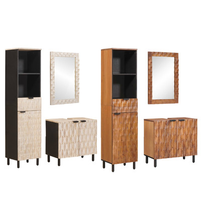 Badezimmer Sets Badezimmerschrank Badzimmer Regale Kommode 3pcs Massivholz Mango