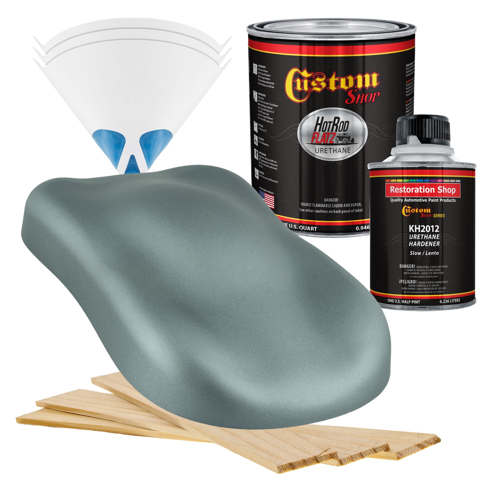 Steel Gray Metallic Hot Rod Flatz Urethane Auto Paint Quart Kit