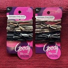 Lot of 2 Goody Braided Design Thick Core Ouchless Elastics Damage-Free Hold 8 Ct