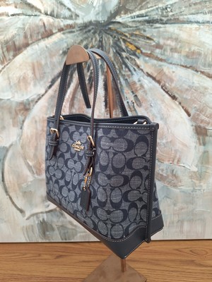 NEW COACH MOLLIE TOTE 25 IN SIGNATURE CHAMBRAY (CH228)GOLD/DENIM