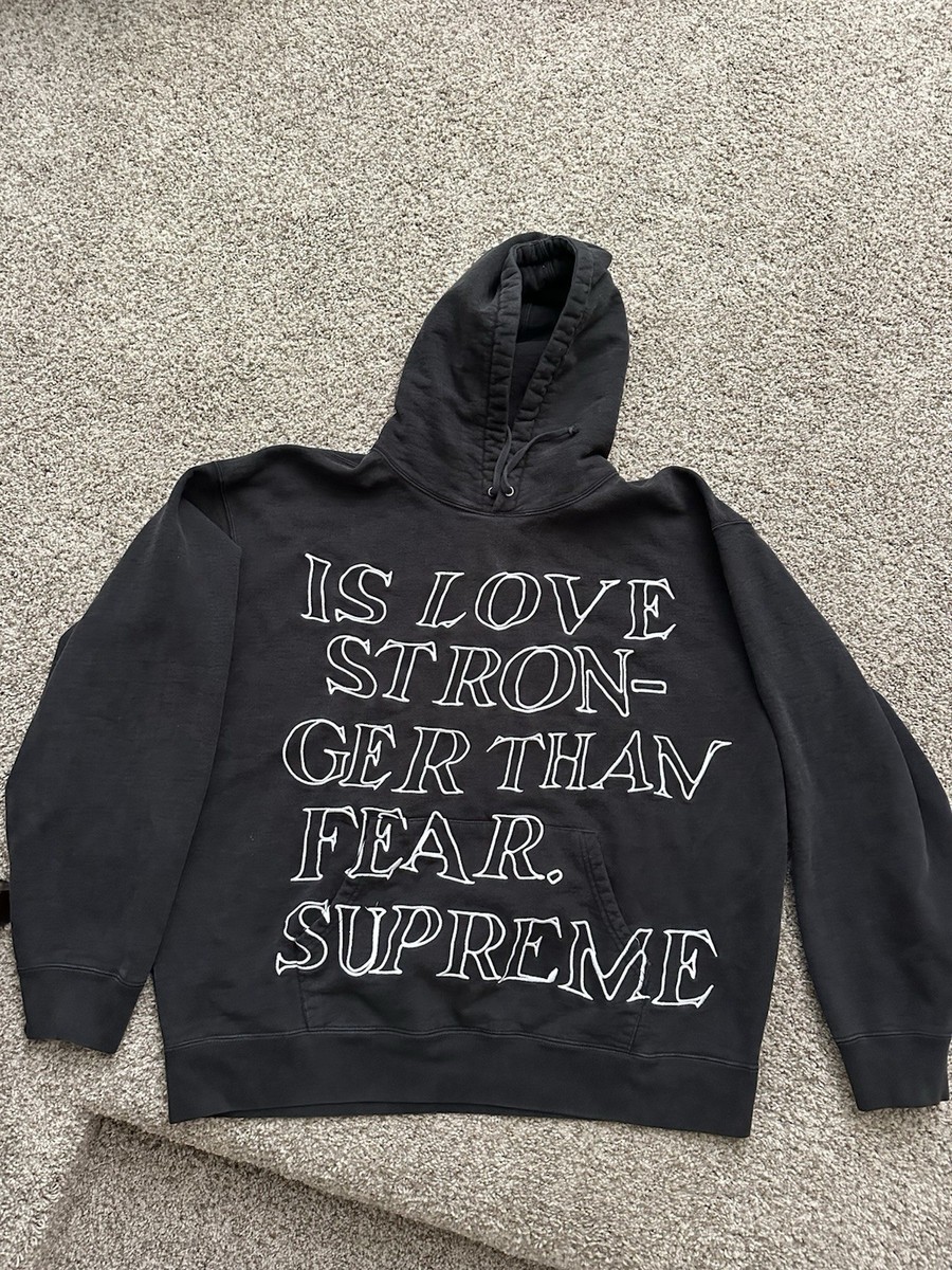 SUPREME Stronger Than Fear Hooded Sweatshirt Size: XL Men Black | eBay