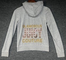 Juicy Couture Black Label Women s Velour Track Jacket Rhinestone Logo Y2K Small