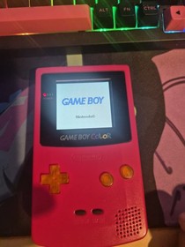 Nintendo GameBoy Color Red Japan IPS backlit, Orange buttons Rechargeable