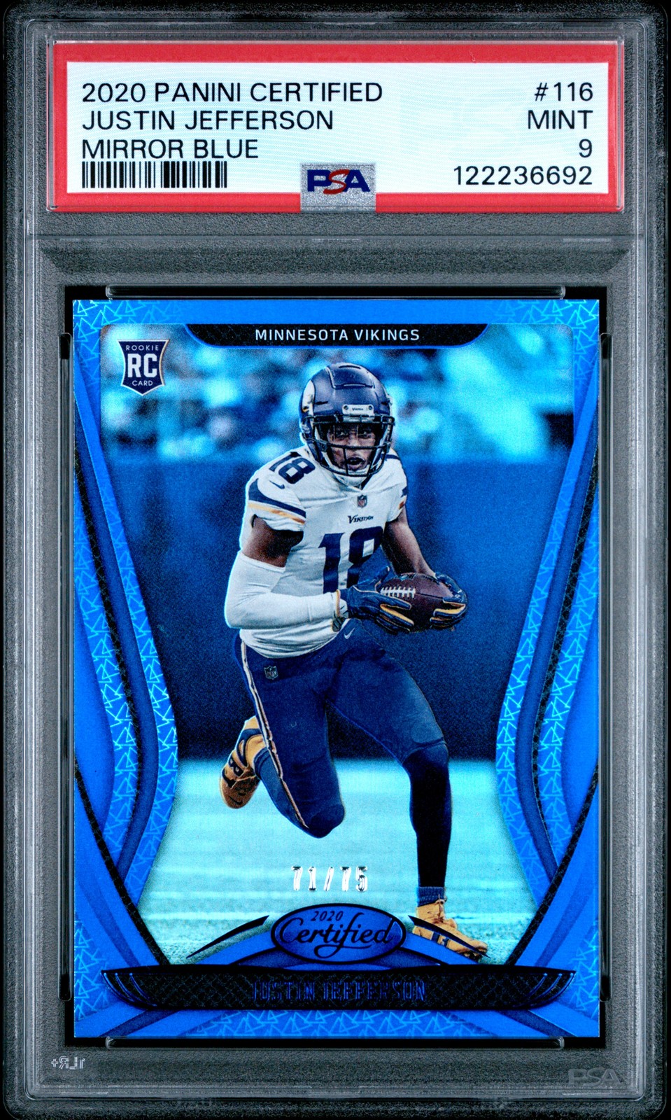 Justin Jefferson 2020 Certified Mirror Blue 71/75 PSA 9