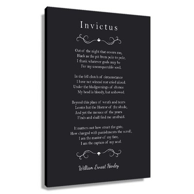 Invictus Poem Quotes Wall Art Canvas Inspirational Poster Motivational Pictur...