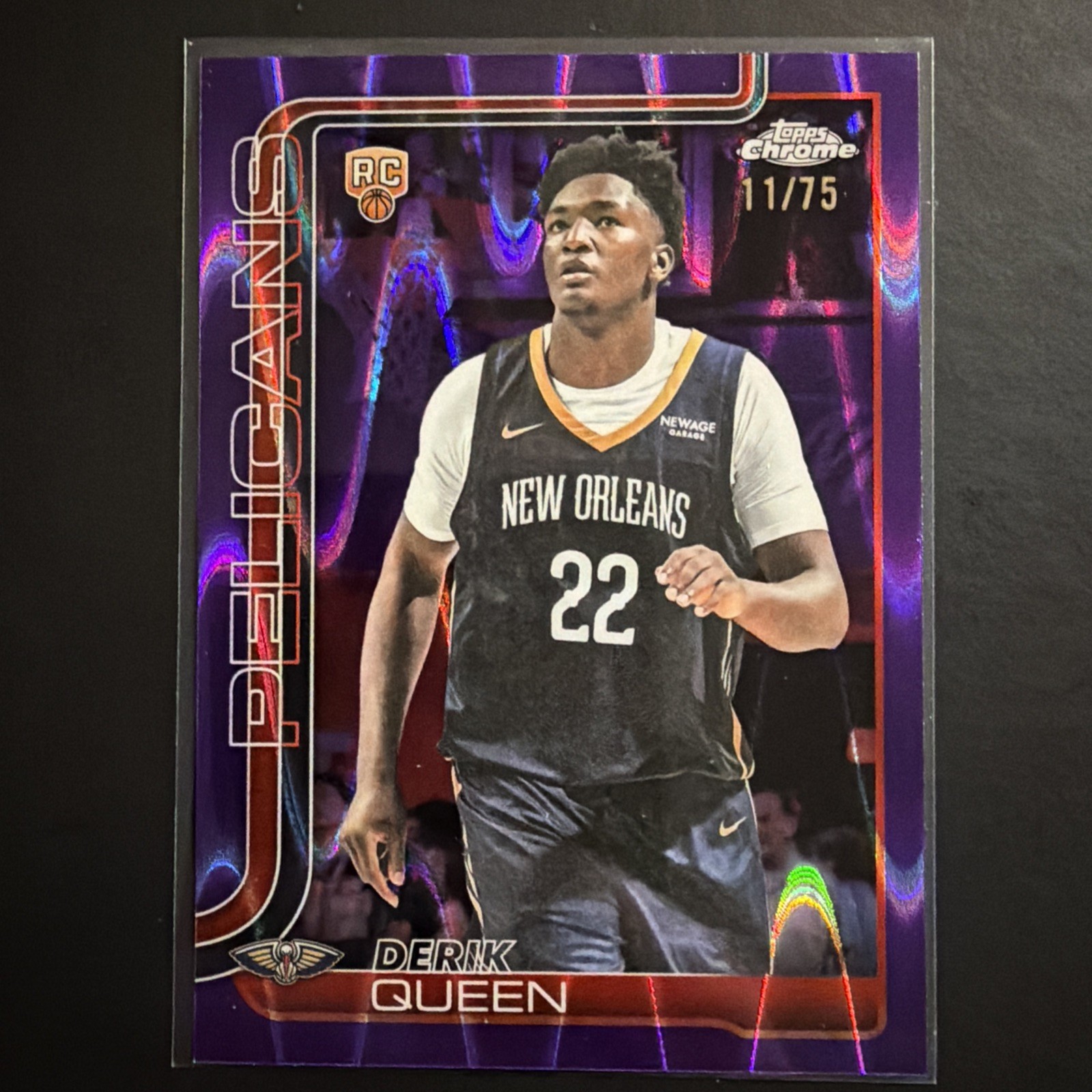 2025-26 DERIK QUEEN Topps Chrome Purple Pulsar Refractor Rookie RC #263, #11/75