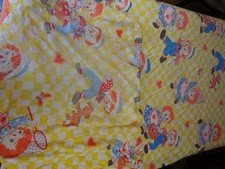Raggedy Ann and Andy Yellow Single Bed Sheets Fitted Flat Worn Torn Faded VTG