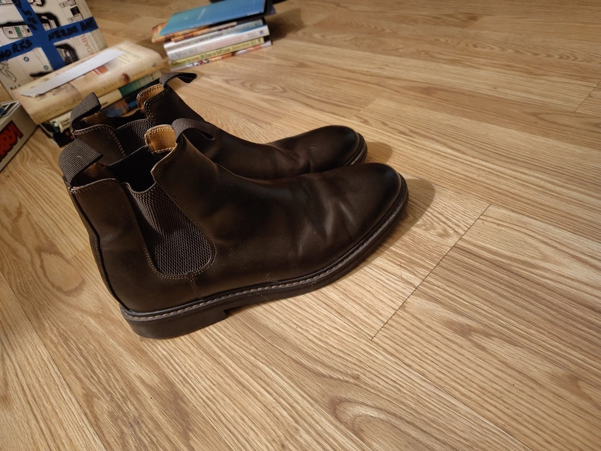 H&M Brown Leather Chelsea Boots Mens Sz 10 EU 43 Ankle Pull On Casual Shoes Amazon.com | Hawkwell Men main image 2