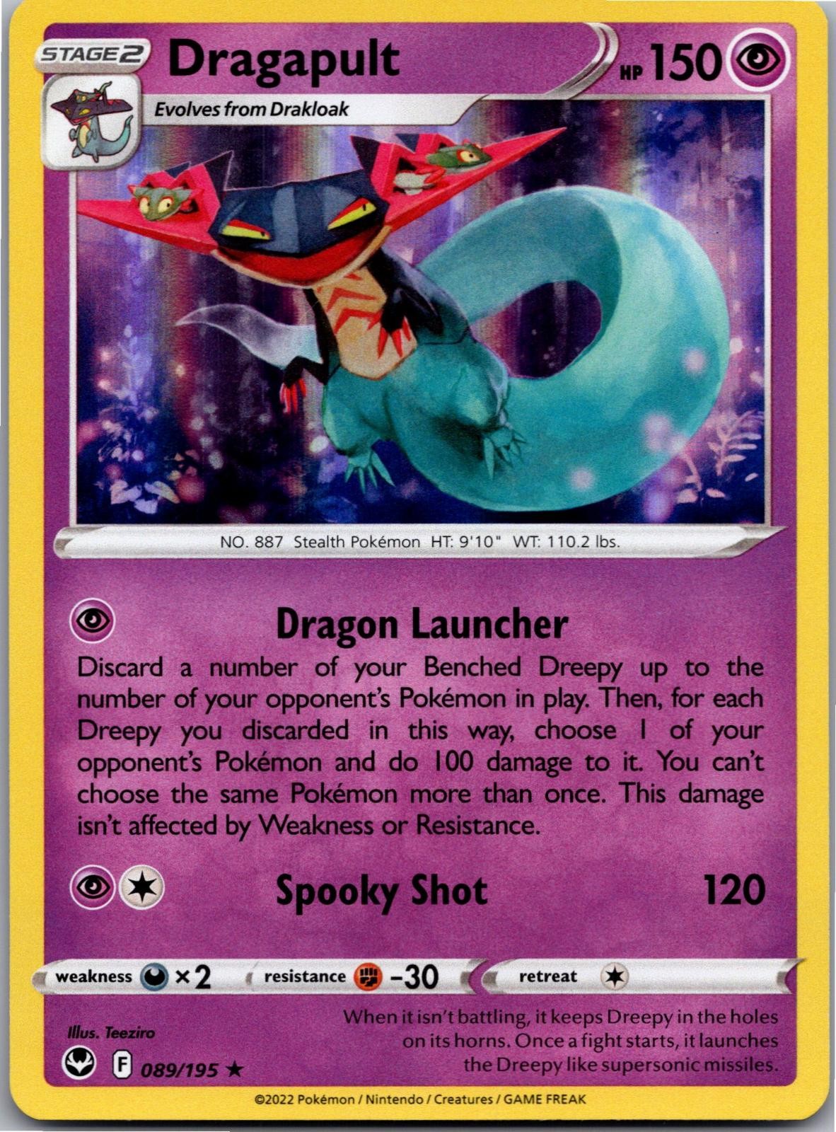 Dragapult 089/195 Holo Rare Silver Tempest Pokemon Holo Near Mint