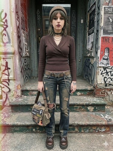 Loft Y2K Chocolate Brown Sweater Babydoll Fairy Grunge Mall Goth Skater Size XS