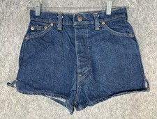 Vintage Levi's Denim Shorts Blue Women Orange Tab Button Fly Size 29