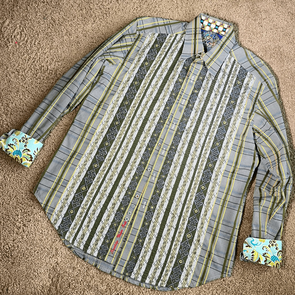 Robert Graham Patchwork Panel Button-Down Shirt  … - image 2