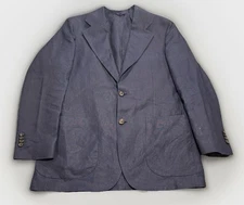 Drakes Sport Coat Blazer 100% Linen 43R (48 IT) Made in Italy Blue