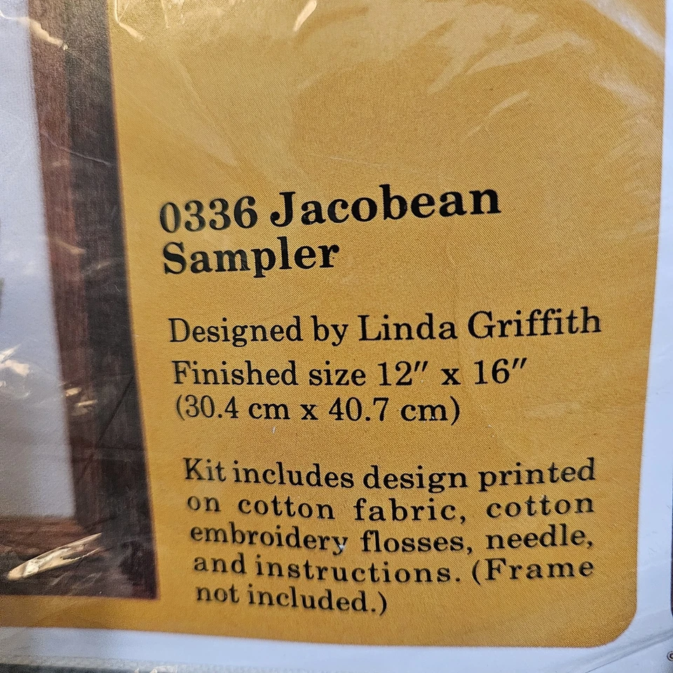 Creative Circle Jacobean Sampler Embroidery Kit  0336 Vtg New Unopened - Image 3 of 4