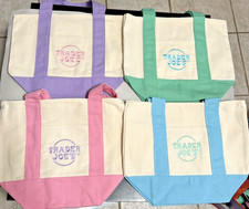 Trader Joe  s Mini Pastel Canvas Tote Bag Set Of 4 Brand New While They Last  