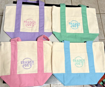 Trader Joe s Mini Pastel Canvas Tote Bag Set Of 4 Brand New While They Last!!!