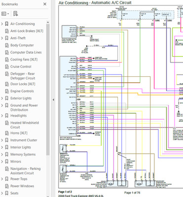 Ford Explorer 2008 Color Wiring Diagram Schematic V6 4.0L 4WD pdf