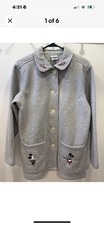 New VINTAGE DISNEY STORE Mickey  Minnie Mouse Heart Fleece Jacket Grey XL