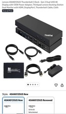 Lenovo ThinkPad Thunderbolt 3 Dock Gen 2 135W Docking Station-Black 40AN0135US 
