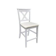 Pemberly Row Set of 2 X-Back Counter Stools in Antique White