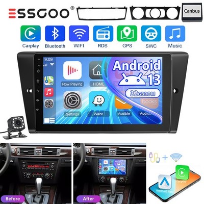 9'' Autoradio Android 14 2+32G NAVI Bluetooth RDS Für BMW 3er E90 E91 E92 +Kamera