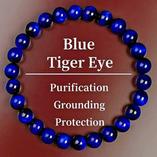 Blue Tiger Eye Stone Bracelet 8mm Round Beads Healing Protection Bracelet Gift