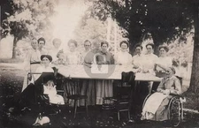 Friendship Quilt Women Group Wheelchair Under Oak Tree RPPC Photo Postcard COPY