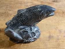 WOLF ORIGINAL SCULPTURES Carved Soapstone Style Canadian Canada Salmon Trout ??