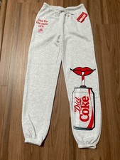 Womens Gray Diet Coke Elastic Drawstring Waist Joggers Sweat Pants Size XXS-L