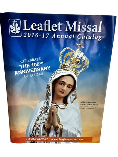 Leaflet Missal 2016-17 Annual Catalog Catholic Church Supplies Fatima 88 Pages