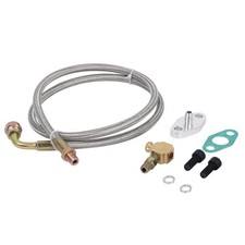 Turbo Oil Feed Line 41 Inch Kit Restrictor Flange Stainless T3 T04e T60 T66 T70